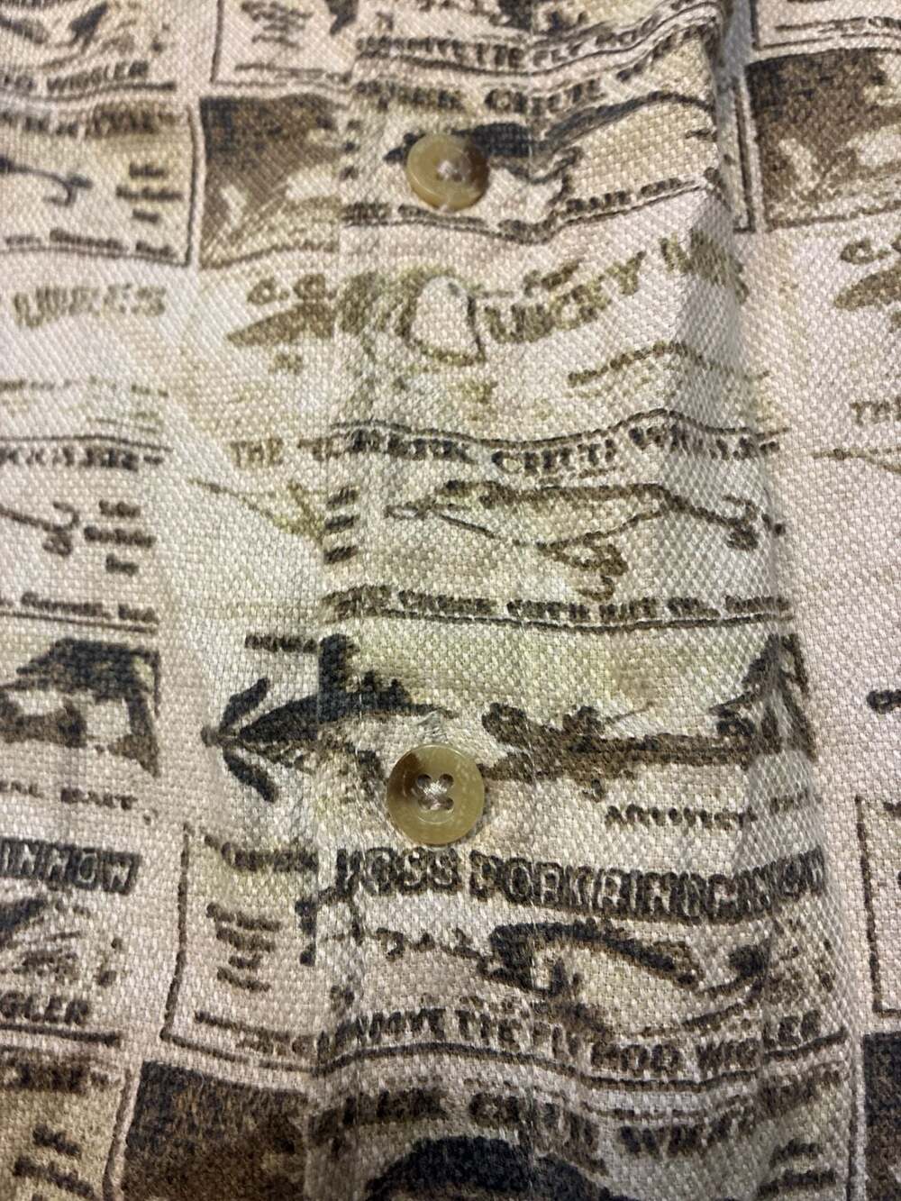 Woolrich Men's XL Vintage Fishing Lure Print Short Sleeve Button Down Shirt - Picture 9 of 11